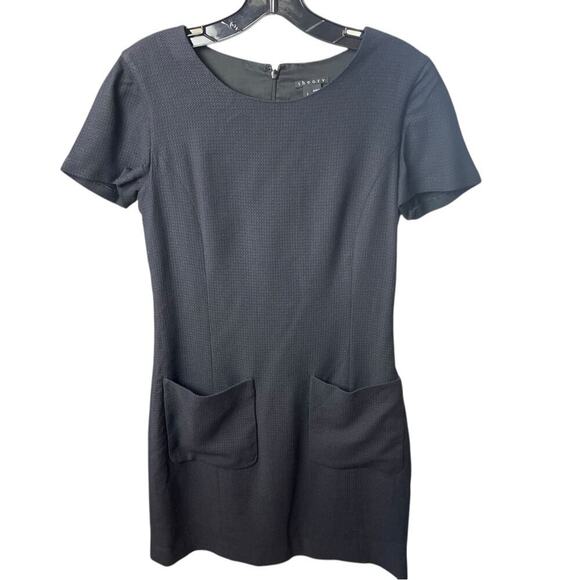 Theory Corti Mini Dress, Patch Pockets, Minimalist, Neutral, Capsule Cocktails 2 - Picture 2 of 8
